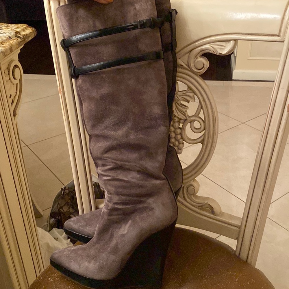 Knee high suede boots